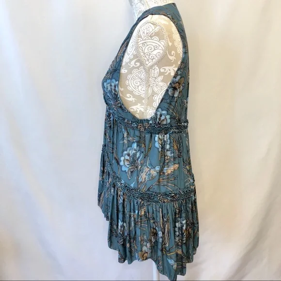 Free People Haze Hummingbird Tunic Blue Ruffled XS - Picture 10 of 12